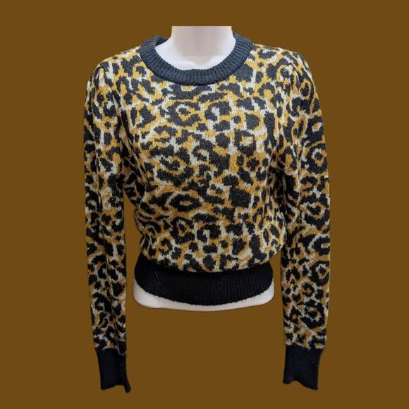 Retro Cheetah Print Long, Puffed Sleeve Sweater  by Who What Wear for Target - Picture 1 of 4